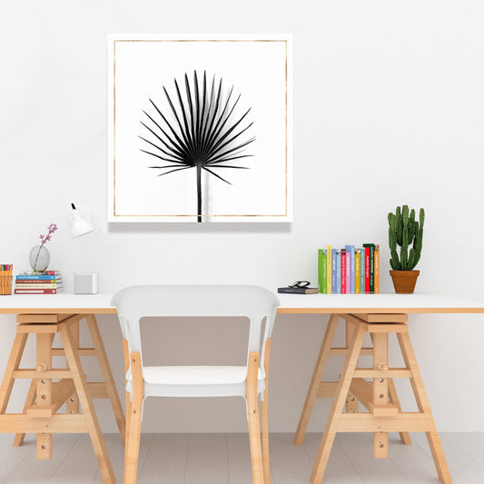 Cabbage Palm Leaf Gold Lines Canvas - Botanical Wall Art Decor