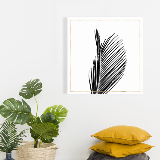 Areca Palm with Rose Line Canvas | White Floral Home Decor