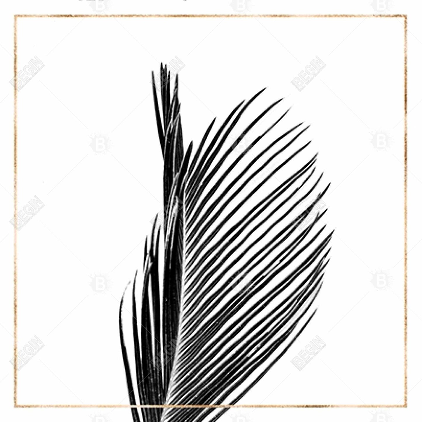 Toile « Areca Palm » avec lignes dorées | Cadre gris | Décoration d'intérieur