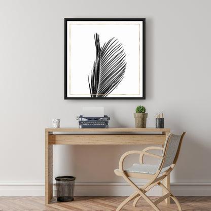 Toile « Areca Palm » avec lignes dorées | Cadre gris | Décoration d'intérieur