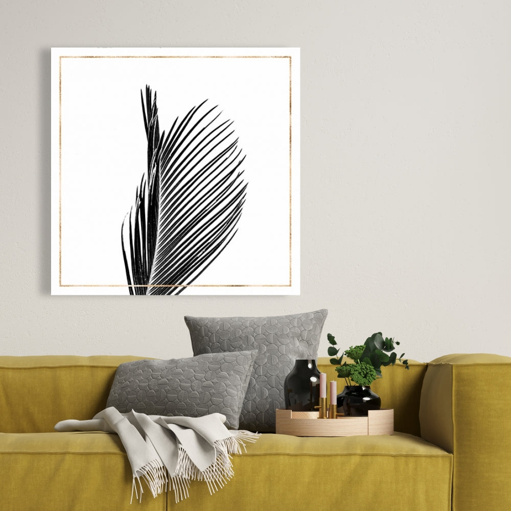 Areca Palm Gold Line Canvas - Botanical Living Room Decor