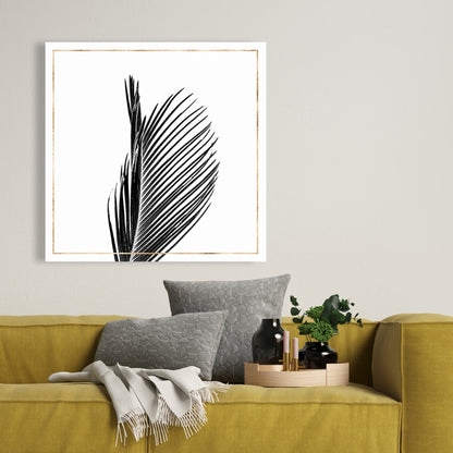 Areca Palm Gold Line Canvas - Botanical Living Room Decor