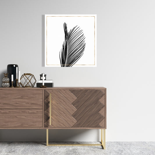 Areca Palm Gold Line Canvas - Botanical Living Room Decor
