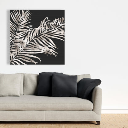 Toile botanique exotique à feuilles tropicales dorées | Décoration d'intérieur