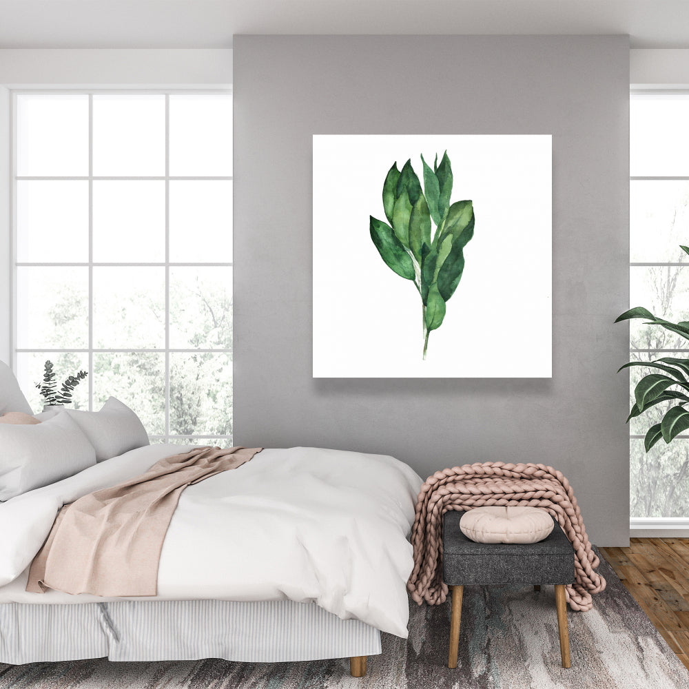 Toile minimaliste à motifs de feuilles de laurier | Décoration d'intérieur élégante