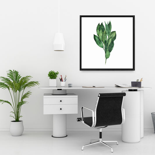 Toile encadrée « Feuilles de laurier » | Décoration de cuisine minimaliste