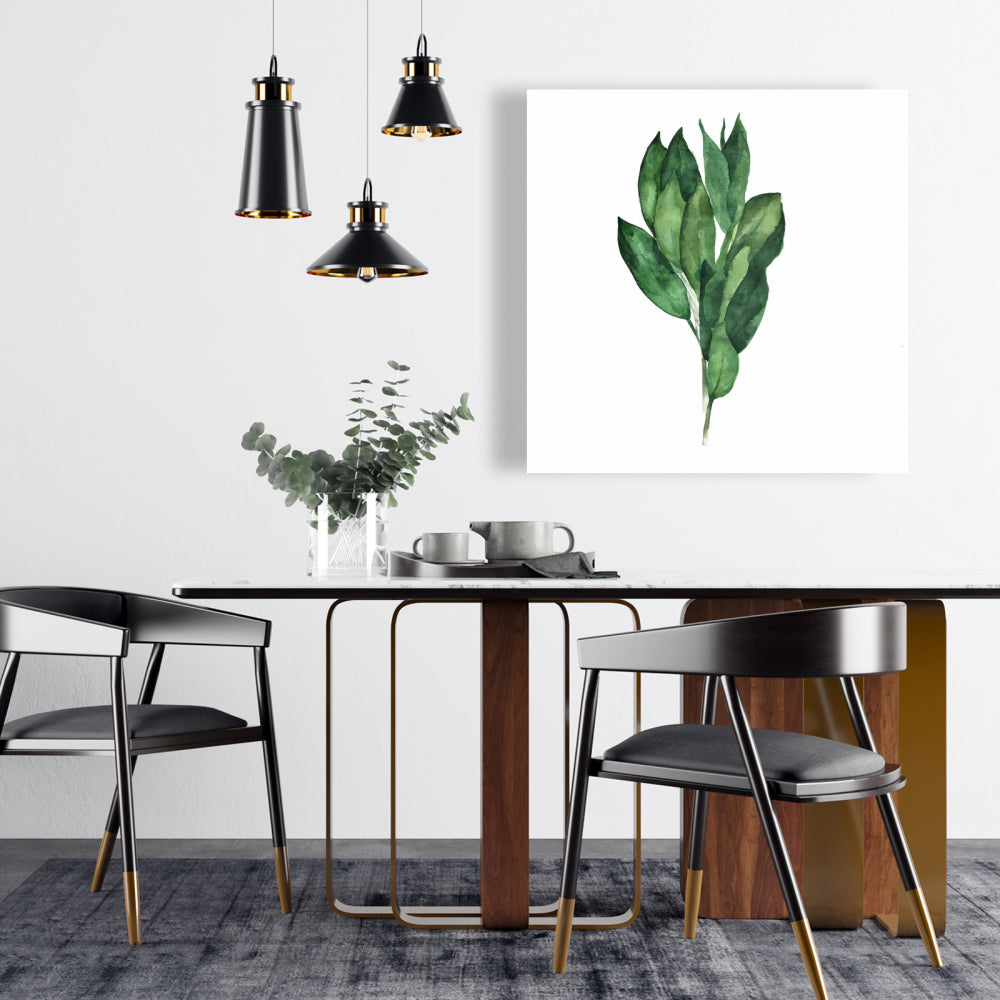 Toile minimaliste à motifs de feuilles de laurier | Décoration d'intérieur élégante