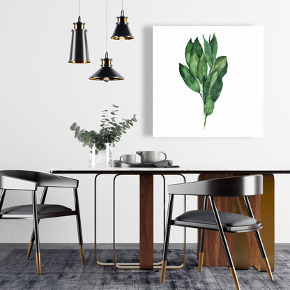Toile minimaliste à motifs de feuilles de laurier | Décoration d'intérieur élégante