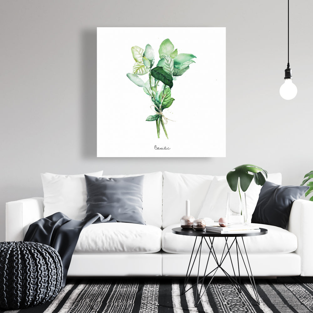 Tied Up Basil Leaves Bundle - Fr | Home Decor Canvas Art