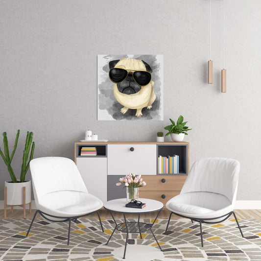 Gray Animals Canvas | Pug with Style Art for Home Decor