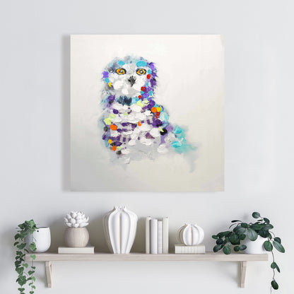 Abstract Owl Canvas - Purple Contemporary Bird Art Decor