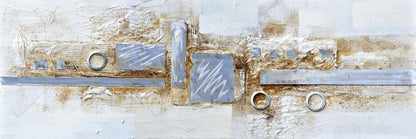 Toile abstraite grise | Cercles et carrés | Décoration d'intérieur moderne