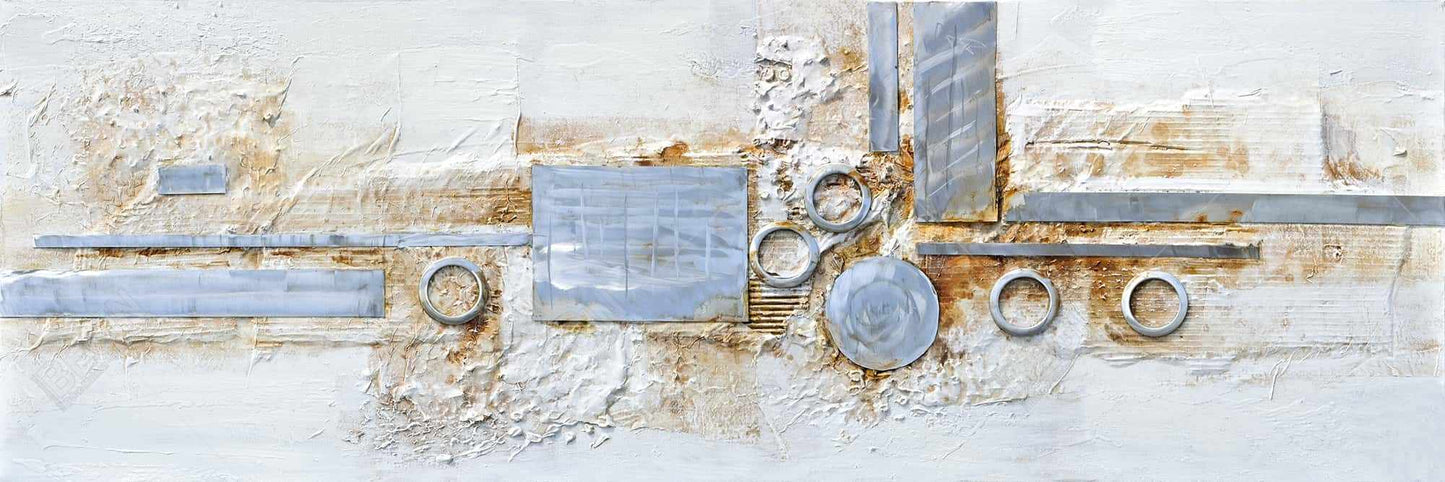 Toile de chambre industrielle grise – Décoration abstraite avec finition métallique