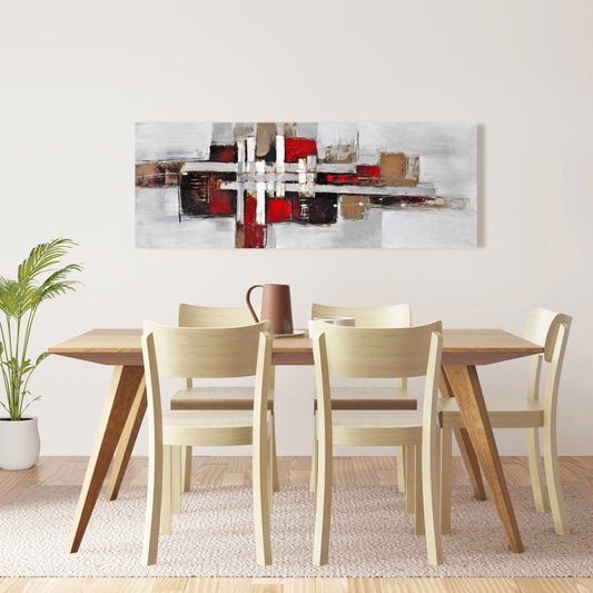 Industrial Gray Canvas | Abstract Shapes, Red Accents Decor