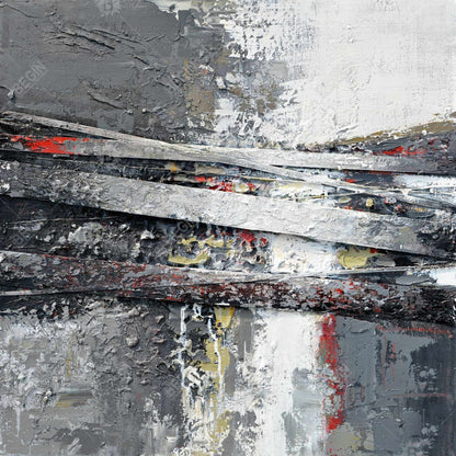 Toile blanche industrielle à formes | Décor à rayures abstraites texturées