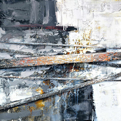 Rayures texturées et éclaboussées de peinture | Décoration abstraite sur toile