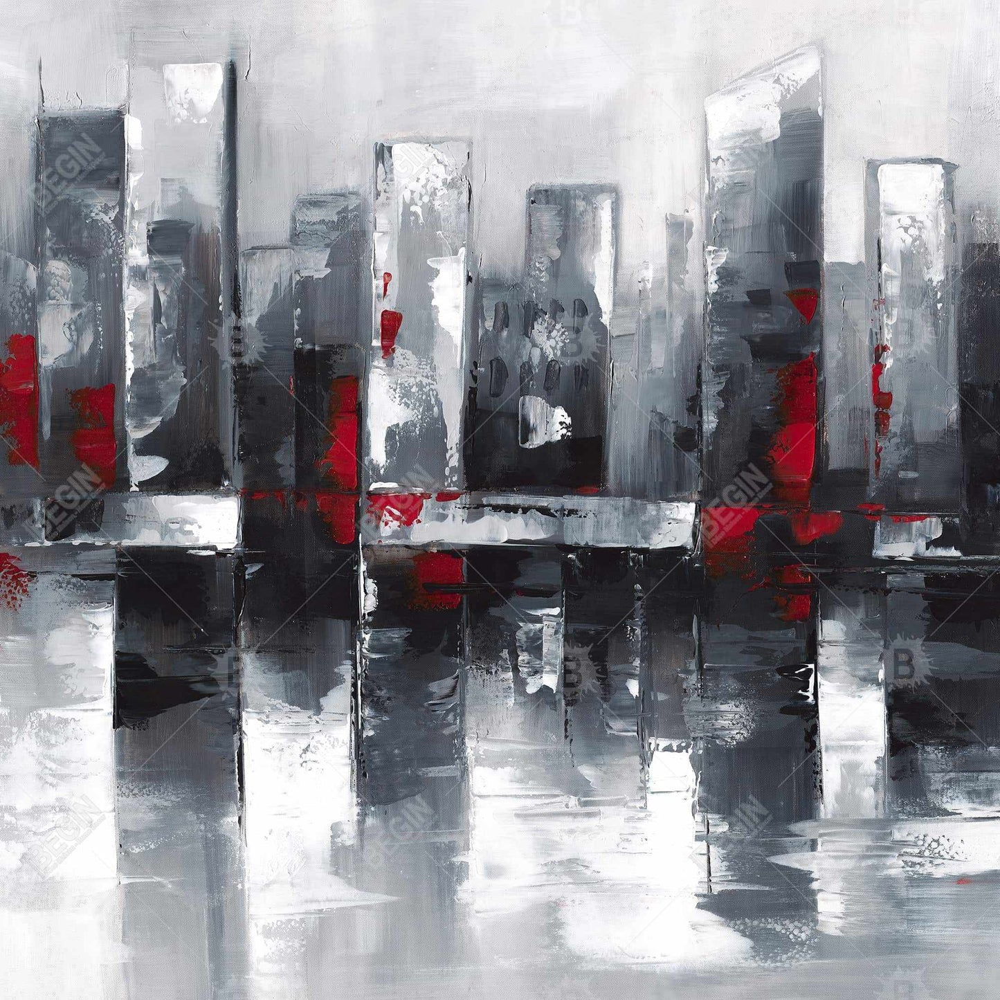 Toile Paysage urbain abstrait | Cadre bleu | Décoration murale de chambre