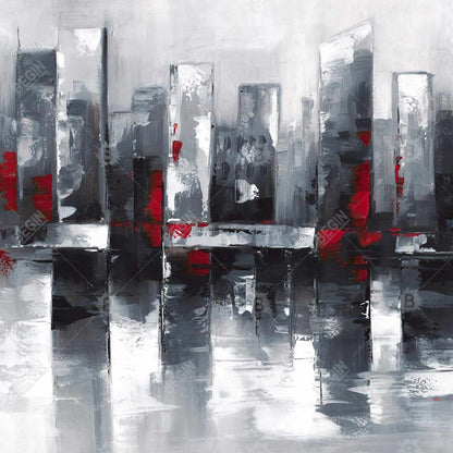 Toile Paysage urbain abstrait | Cadre bleu | Décoration murale de chambre