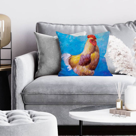 Beautiful Rooster Pillow | Blue Farm Animal Decor for Home