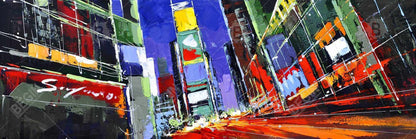Toile colorée de Times Square la nuit - Décoration d'intérieur moderne