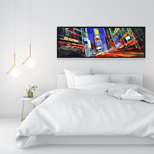 Toile colorée de Times Square la nuit - Décoration d'intérieur moderne
