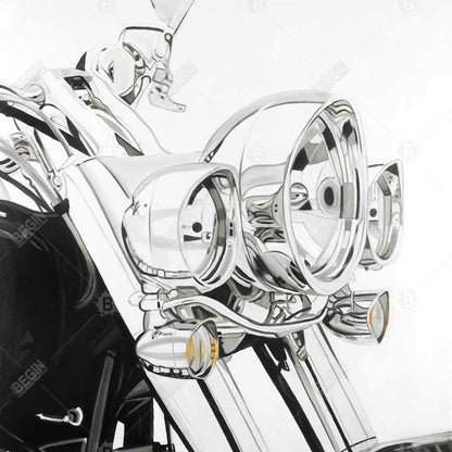 Motorcycle Light Canvas | White Bedroom Decor | Home Hobbies