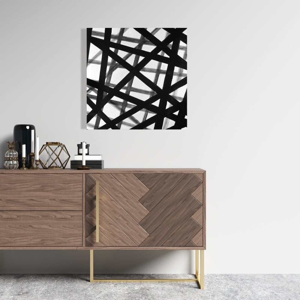 Toile encadrée blanche aux lignes abstraites et audacieuses - Décoration d'intérieur contemporaine