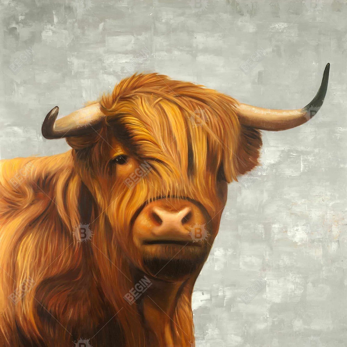 Toile de bovins des Highlands | Décoration rustique pour chambre à coucher