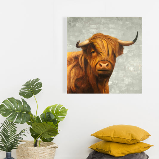 Rustic Highland Cattle Canvas | Bedroom Wall Art Decor