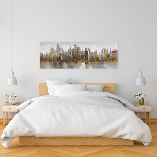 Gloomy Cityscape Canvas | Industrial Bedroom Wall Decor