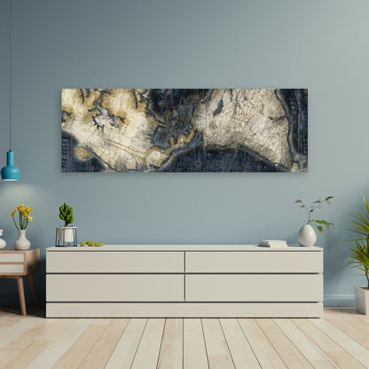 Vintage Blue Old World Map Canvas - Home Decor Wall Art