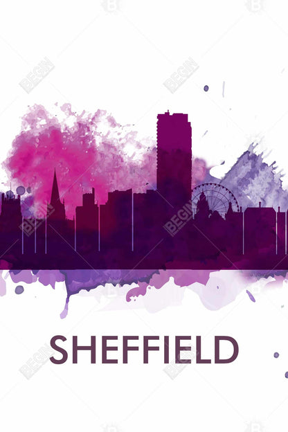 Toile Silhouette de Sheffield City Color Splash | Décoration d'intérieur