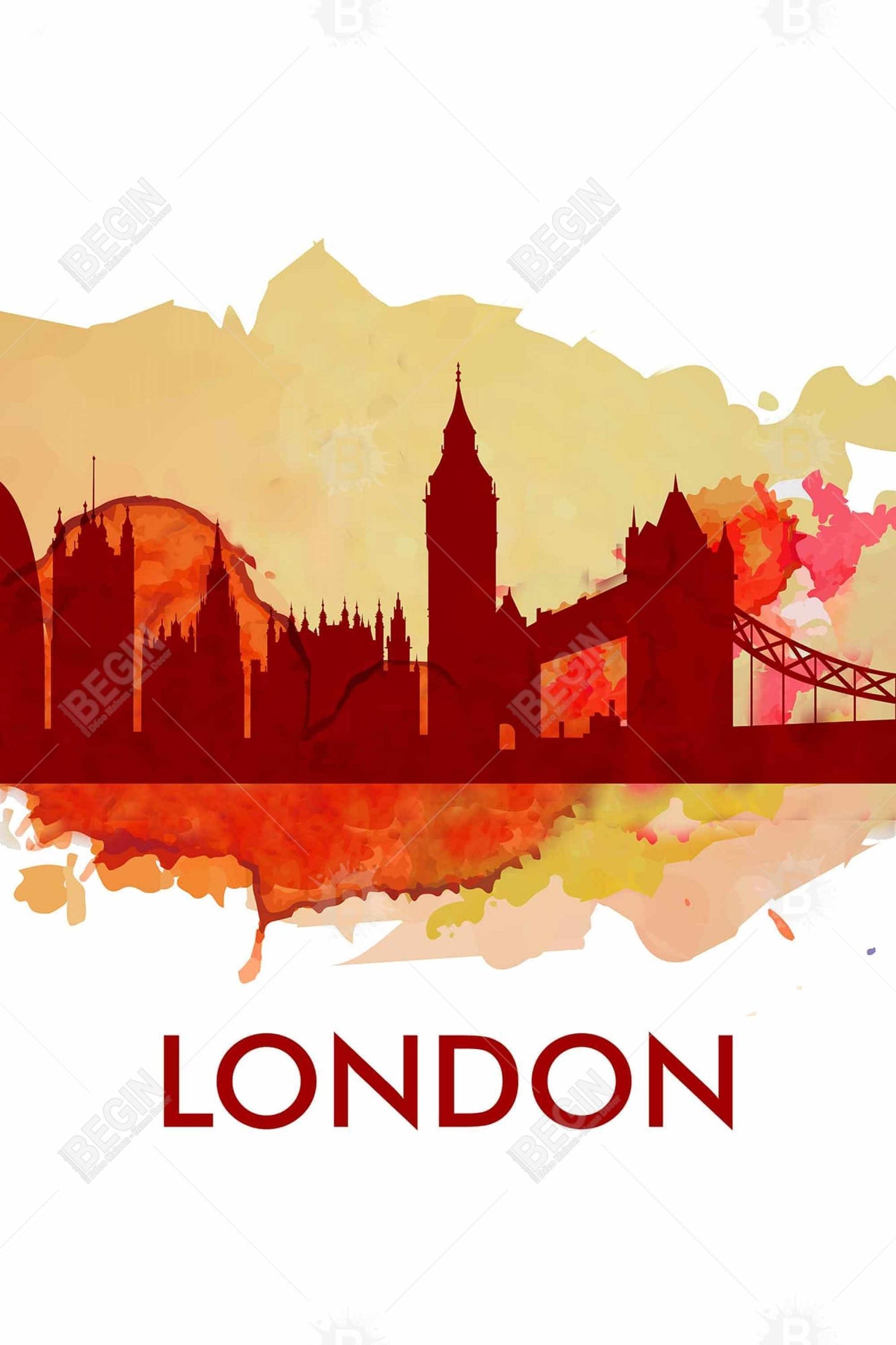 Paint Splash London Silhouette Canvas | Retro City Home Decor