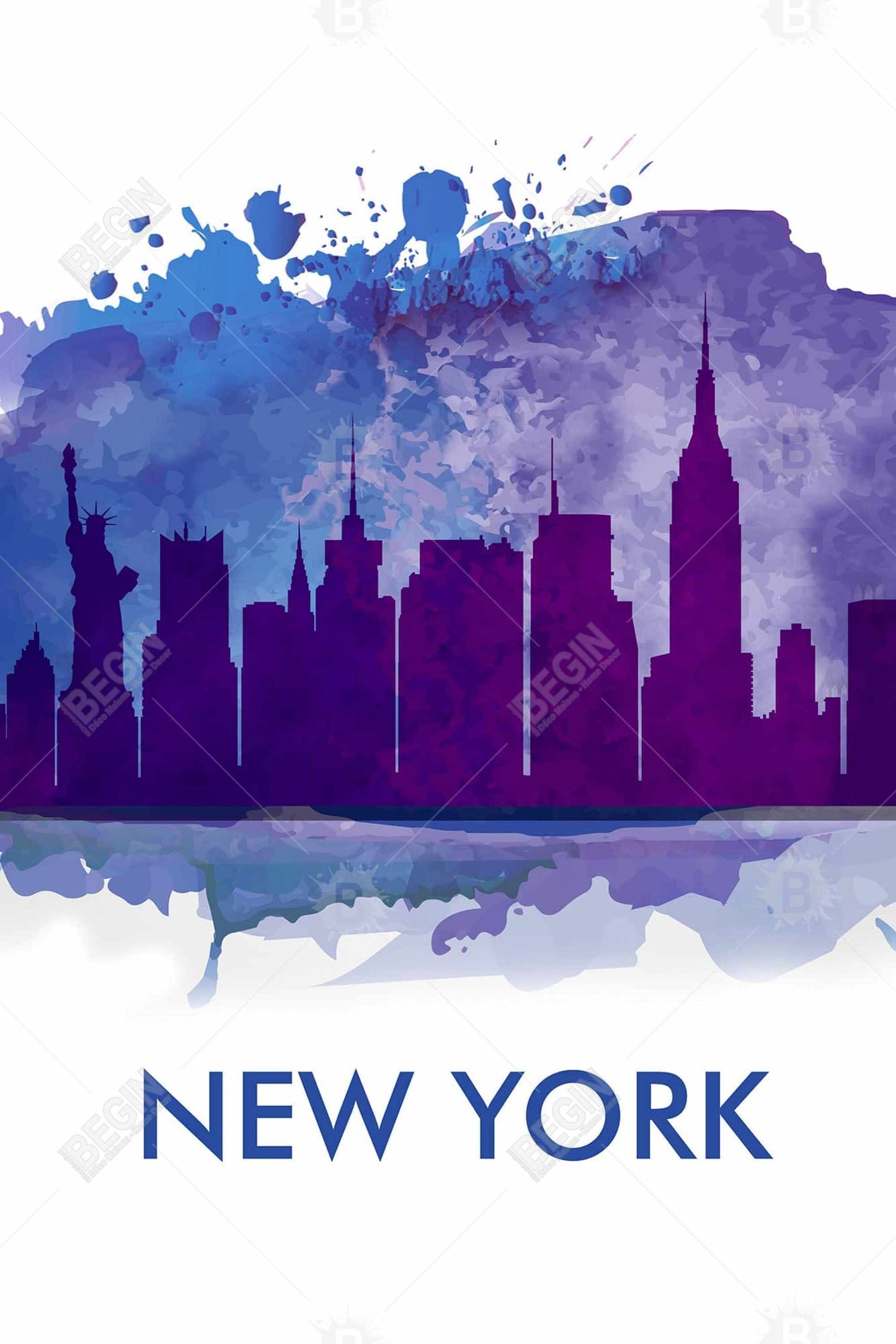 Blue New York City Silhouette Canvas | Retro Home Decor