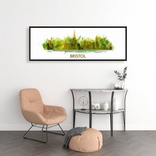 Silhouette de Bristol avec éclaboussures de peinture | Décoration de chambre rétro sur toile