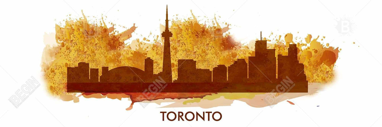 Toile « Toronto Skyline » avec éclaboussures de peinture | Décoration d'intérieur encadrée