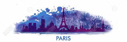Paris Paint Splash Silhouette Canvas - Purple Bedroom Decor