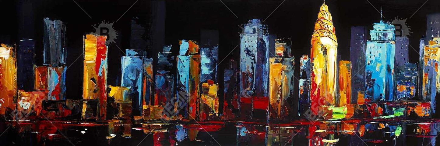 Toile de bâtiment bleu contemporain | Décor urbain coloré