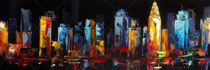 Toile de bâtiment bleu contemporain | Décor urbain coloré