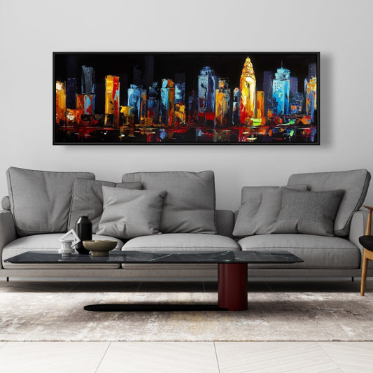Toile abstraite colorée représentant un paysage urbain | Décoration d'intérieur moderne