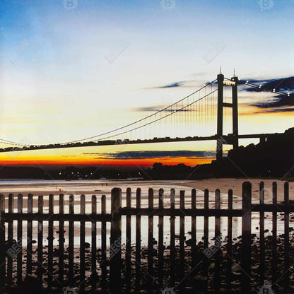 Blue Bedroom Canvas Art | Bridge by Sunset Home Decor