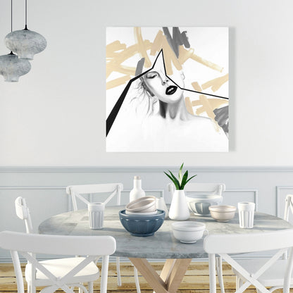 Divided Woman Canvas - Beauty Gray Bedroom Wall Art Decor