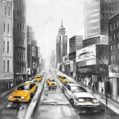 Toile « Taxis jaunes à New York » | Décoration d'intérieur grise