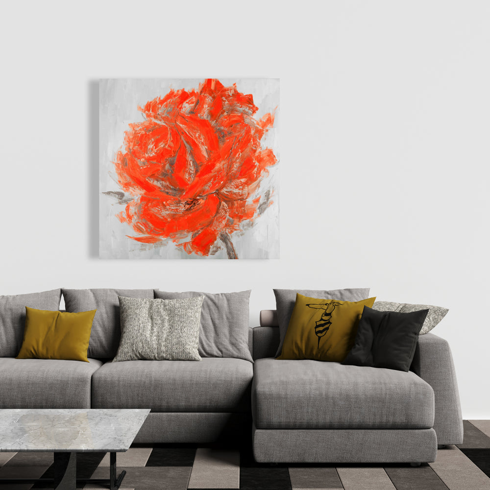 Gray Botanical Canvas - Abstract Rose Art for Bedroom Decor