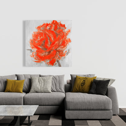Gray Botanical Canvas - Abstract Rose Art for Bedroom Decor