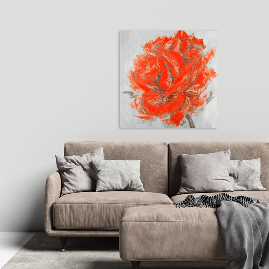 Gray Botanical Canvas - Abstract Rose Art for Bedroom Decor