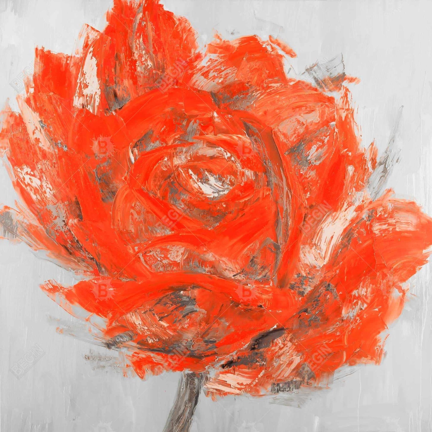 Toile abstraite à fleurs rouges | Décoration murale botanique pour chambre à coucher