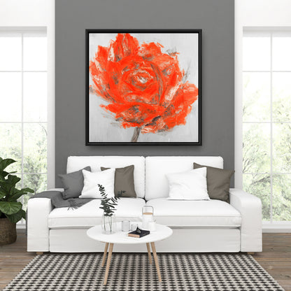 Toile abstraite à fleurs rouges | Décoration murale botanique pour chambre à coucher