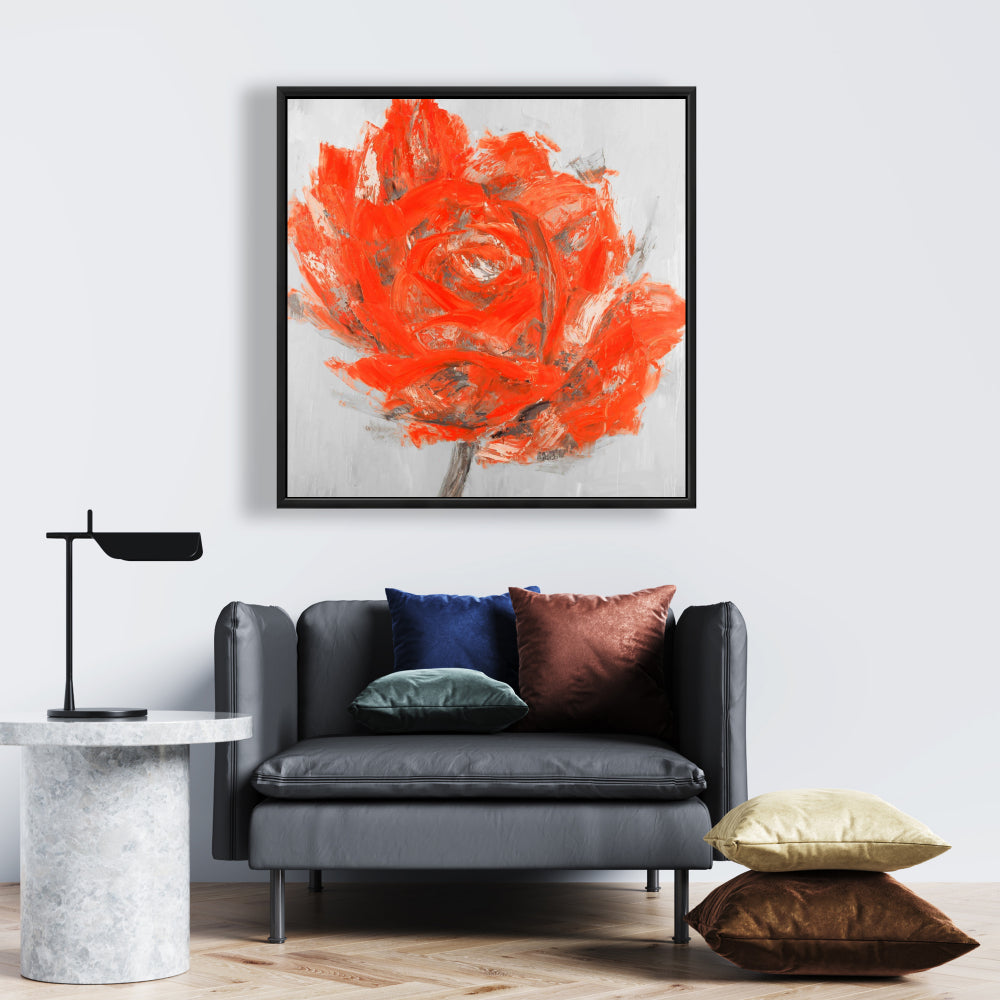 Toile abstraite à fleurs rouges | Décoration murale botanique pour chambre à coucher