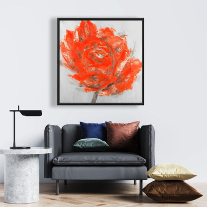 Toile abstraite à fleurs rouges | Décoration murale botanique pour chambre à coucher